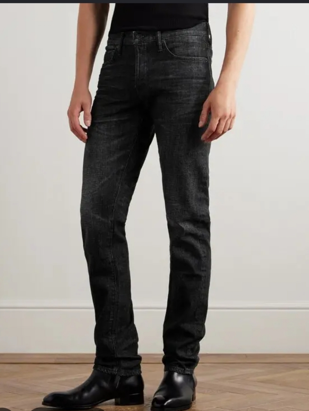 Tom Ford Jeans Straight Leg Stretch Denim Men Size 28 x 34  Black Grey  Wash